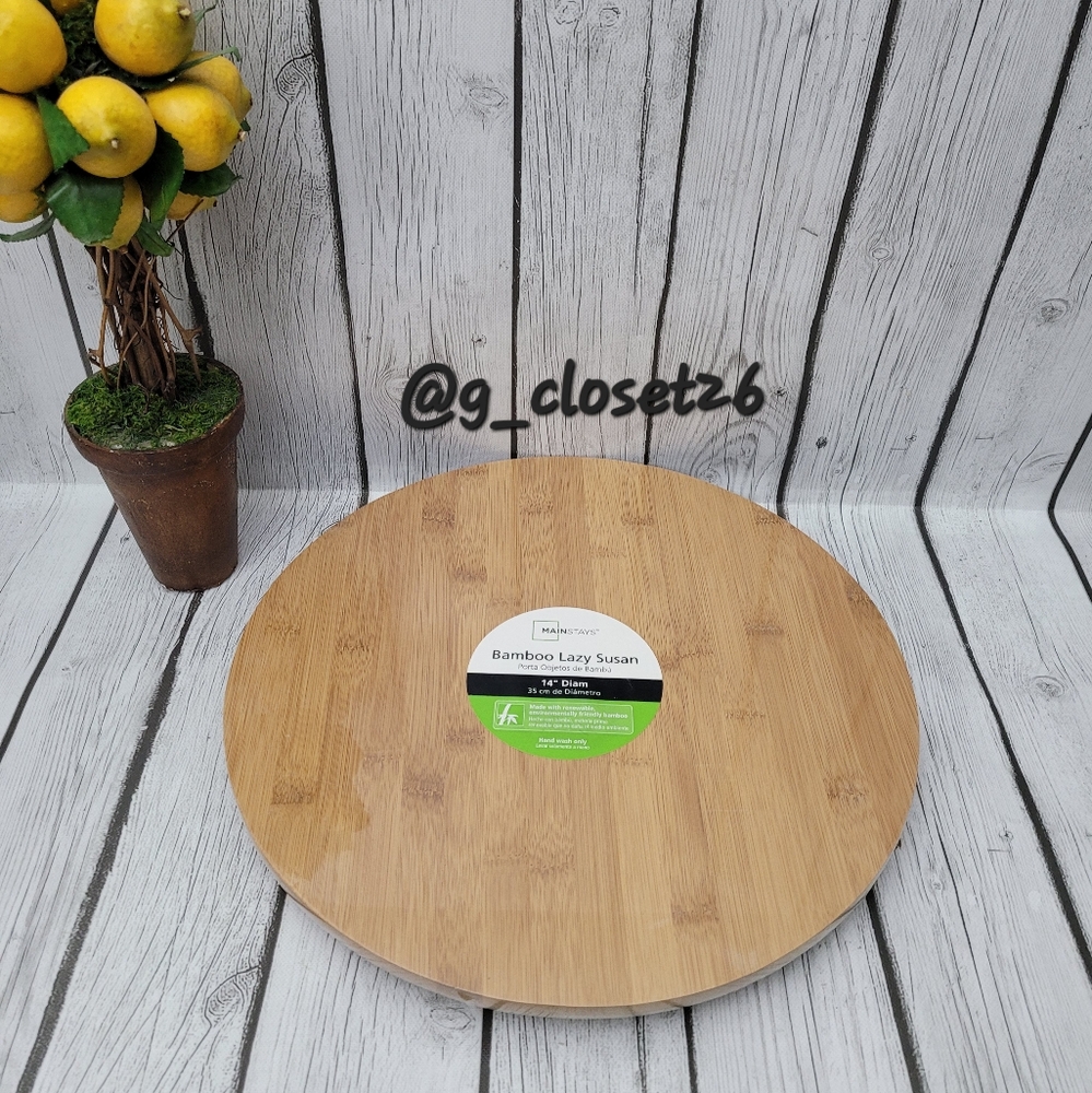 NWT Mainstays Eco-Bamboo Lazy Susan Organizer for Kitchen, Cabinet & Table, 14"